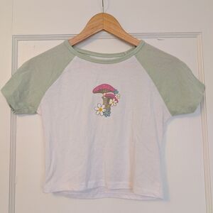 Bluenotes Tee with Mushroom and Floral Design